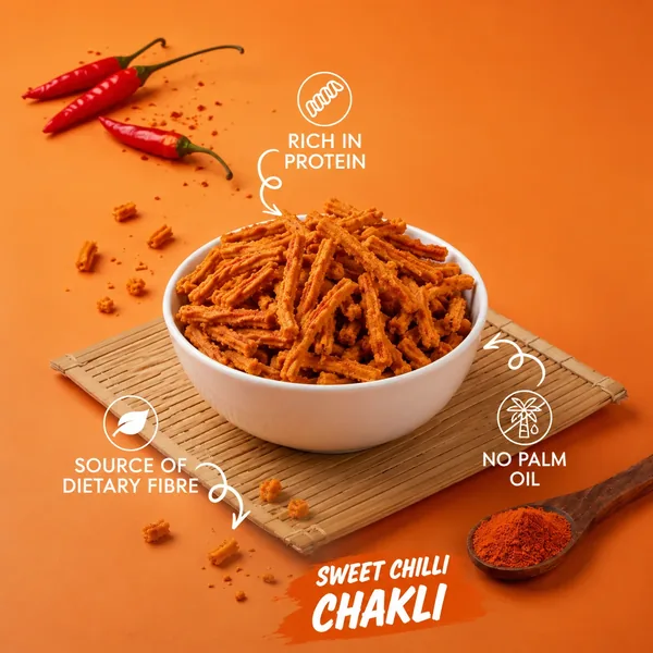 Bowl of chakli with chillies