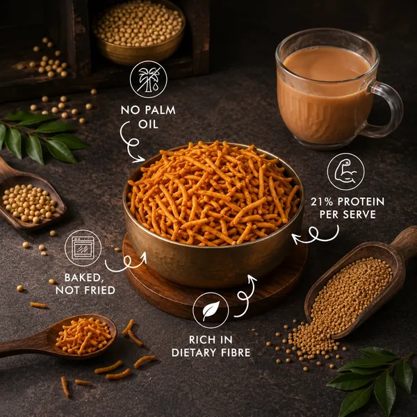 Bowl of bhujia with chai